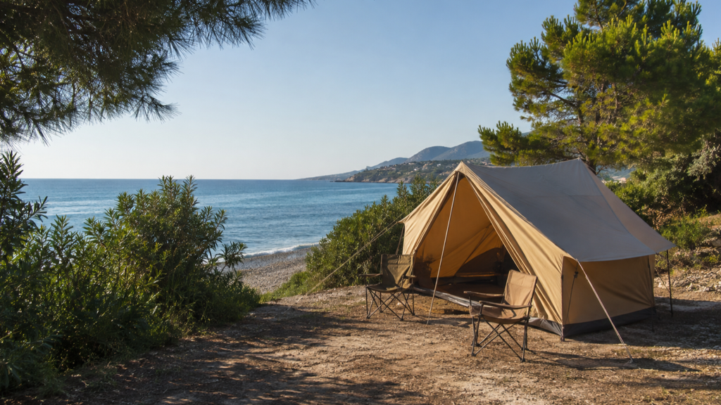 Camping sfeerfoto van Camping del Mare aan de Ligurische kust bij Cervo